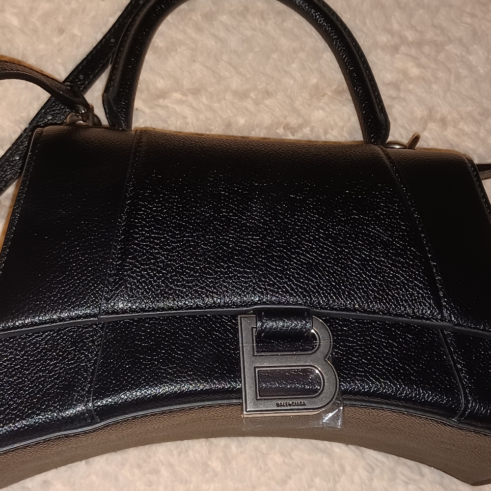NWT SMALL Balenciaga Hourglass purse Leather Black (Silver not Brass "B") - Picture 2 of 16